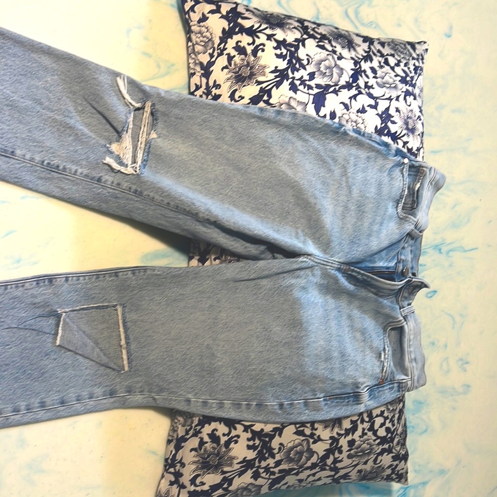 Distressed light wash size a short, Express ankle jeans